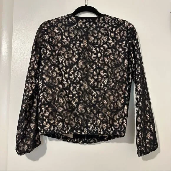 Trina Turk Lace Overlay Jacket Womens 2 Black